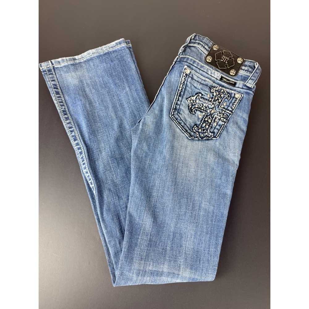 Miss Me Cross Embellished Bootcut Low-rise Jeans Sz 27